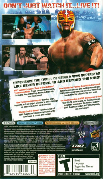 WWE Smackdown vs. Raw 2007 | PSP | back cover | region=North America | source-country=Mexico,United States | zypher-v2 | moby-3ecf88dec066 | Data by MobyGames.com