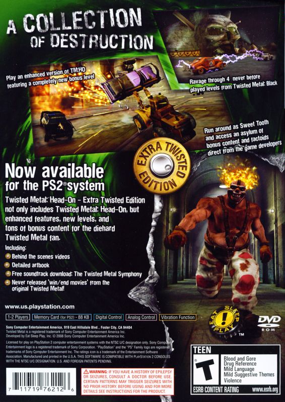 
Twisted Metal: Head-On - Extra Twisted Edition | PlayStation 2 | back cover | Data by MobyGames.com