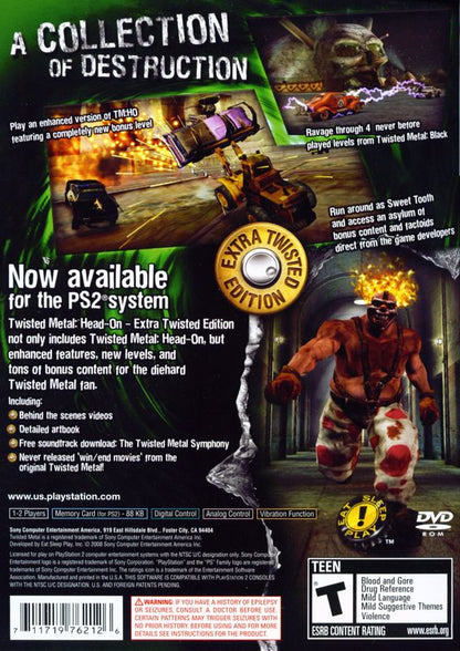 
Twisted Metal: Head-On - Extra Twisted Edition | PlayStation 2 | back cover | Data by MobyGames.com