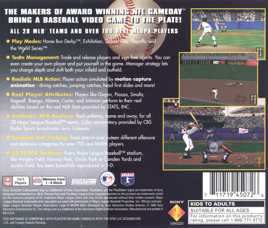 
MLB Pennant Race | PlayStation | back cover | Data by MobyGames.com
