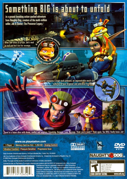 Jak II | PlayStation 2 | back cover | region=North America | source-country=Canada,United States | zypher-v2 | moby-3c011e4e7851 | Data by MobyGames.com