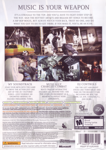 
Def Jam: Icon | Xbox 360 | back cover | Data by MobyGames.com