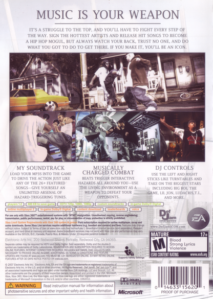 
Def Jam: Icon | Xbox 360 | back cover | Data by MobyGames.com