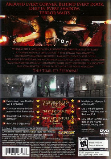 
Resident Evil: Outbreak | PlayStation 2 | back cover | Data by MobyGames.com