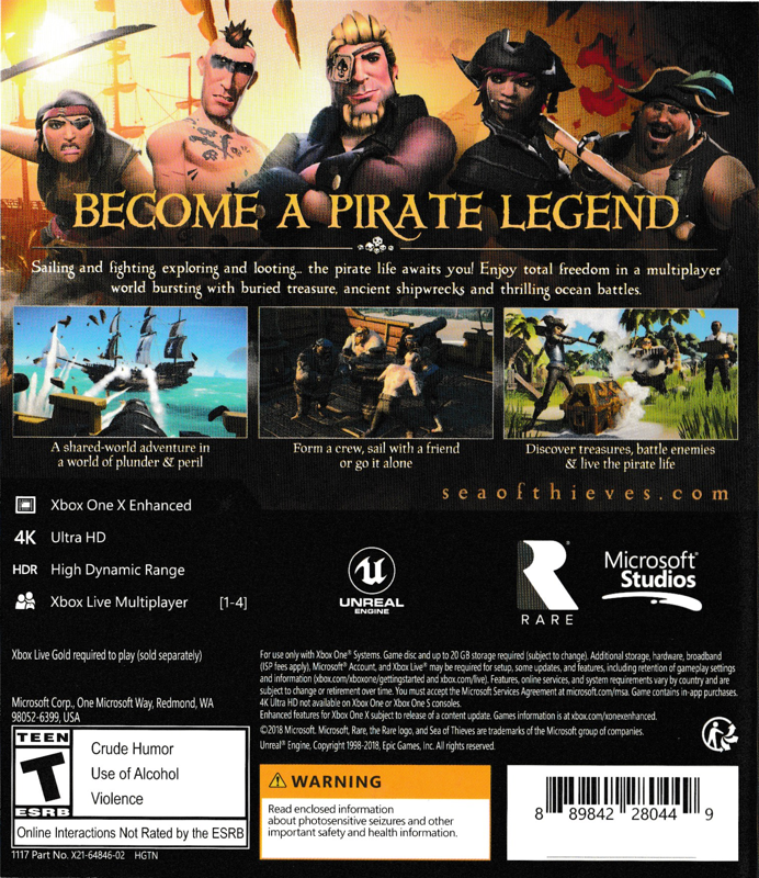 
Sea of Thieves | Xbox One | back cover | Data by MobyGames.com