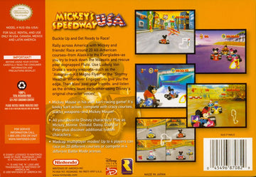 Mickey's Speedway USA | Nintendo 64 | back cover | region=North America | source-country=Canada,Mexico,United States | zypher-v2 | moby-eb8cd9d6c622 | Data by MobyGames.com