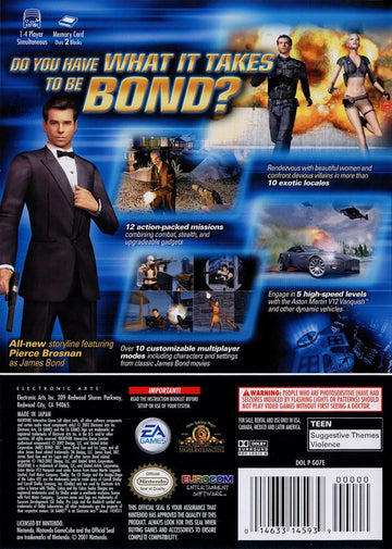007: Nightfire | GameCube | back cover | region=North America | source-country=Canada,Mexico,Other,United States | zypher-v2 | moby-d4594186e714 | Data by MobyGames.com