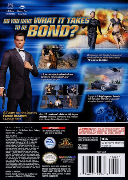 007: Nightfire | GameCube | back cover | region=North America | source-country=Canada,Mexico,Other,United States | zypher-v2 | moby-d4594186e714 | Data by MobyGames.com