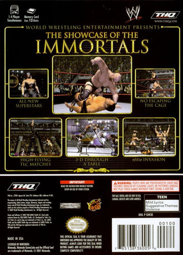 WWE WrestleMania X8 | GameCube | back cover | region=North America | source-country=Canada,Mexico,Other,United States | zypher-v2 | moby-2e1486932def | Data by MobyGames.com