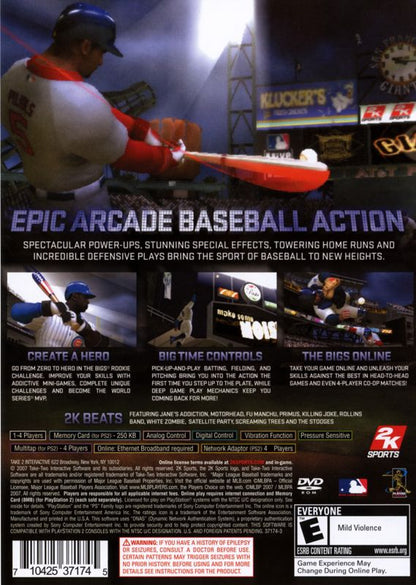 The Bigs | PlayStation 2 | back cover | region=North America | source-country=Canada,United States | zypher-v2 | moby-2142b966d4aa | Data by MobyGames.com
