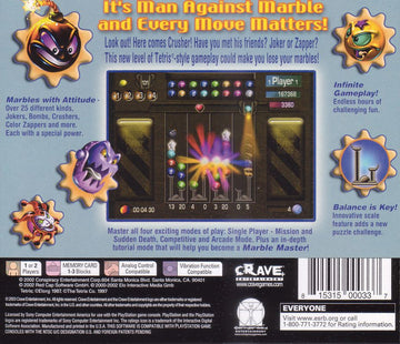 
Marble Master | PlayStation | back cover | Data by MobyGames.com
