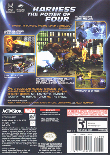 
Fantastic 4 | GameCube | back cover | Data by MobyGames.com