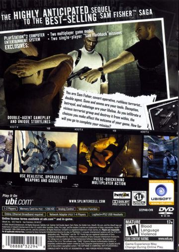 
Tom Clancy's Splinter Cell: Double Agent | PlayStation 2 | back cover | Data by MobyGames.com