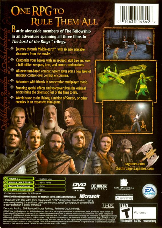 The Lord of the Rings: The Third Age | Xbox | back cover | region=North America | source-country=Canada,United States | zypher-v2 | moby-b45848b00b68 | Data by MobyGames.com