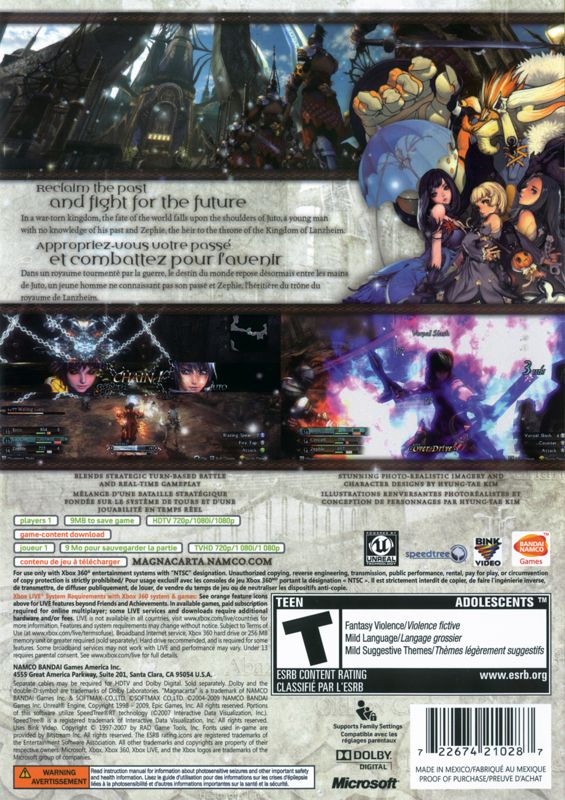 Magna Carta 2 | Xbox 360 | back cover | Data by MobyGames.com
