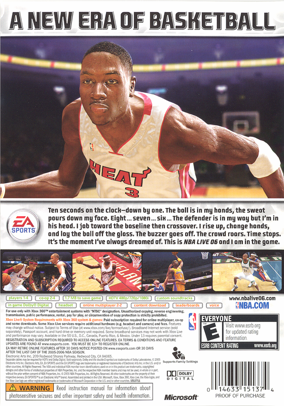 NBA Live 06 | Xbox 360 | back cover | region=North America | source-country=United States | zypher-v2 | moby-bfe1496ea588 | Data by MobyGames.com