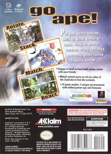 
ZooCube | GameCube | back cover | Region: North America | source-country=United States | Data by MobyGames.com