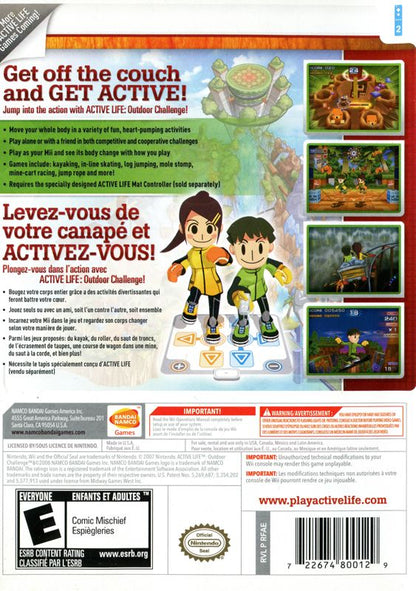 Active Life: Outdoor Challenge | Wii | back cover | region=North America | source-country=United States | zypher-v2 | moby-564f12740e95 | Data by MobyGames.com