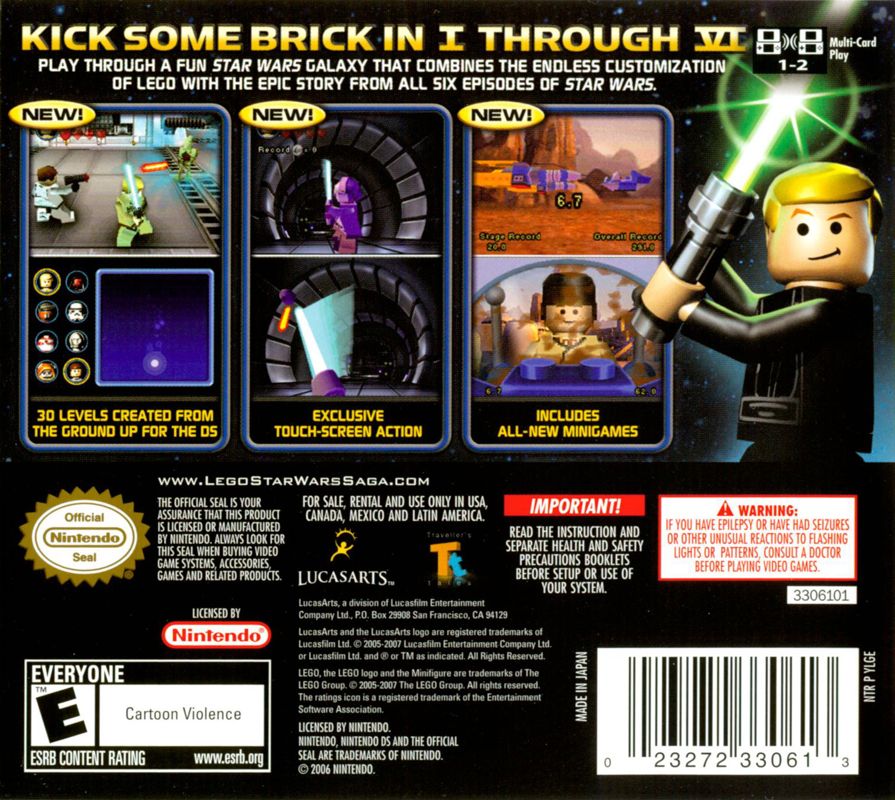 LEGO Star Wars: The Complete Saga | Nintendo DS | back cover | Data by MobyGames.com