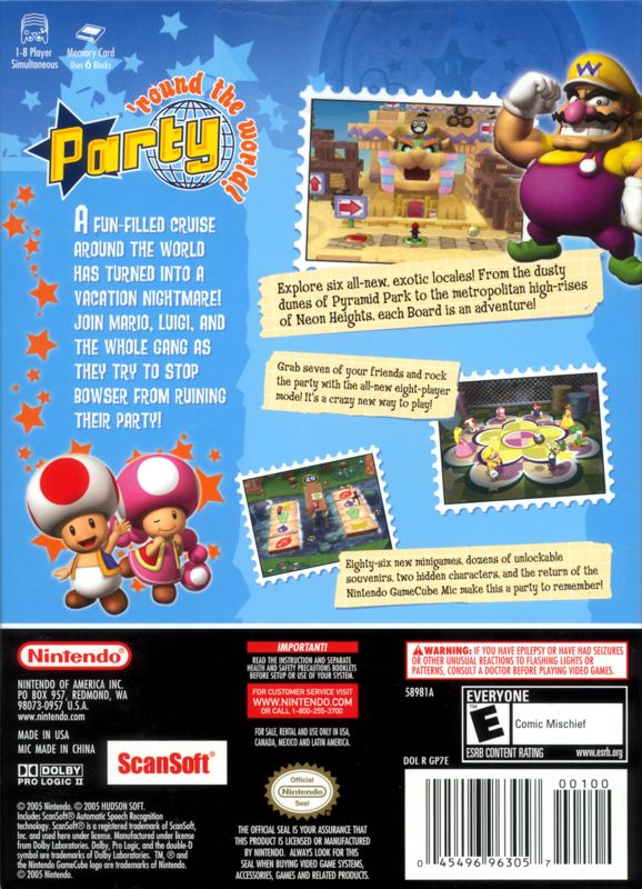 Mario Party 7 | GameCube | back cover | Data by MobyGames.com