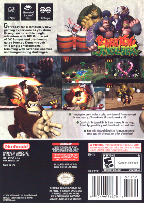 
Donkey Kong: Jungle Beat | GameCube | back cover | Data by MobyGames.com