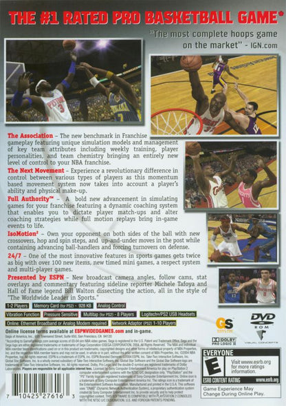 ESPN NBA 2K5 | PlayStation 2 | back cover | region=North America | source-country=Canada,United States | zypher-v2 | moby-a69ab27dda42 | Data by MobyGames.com