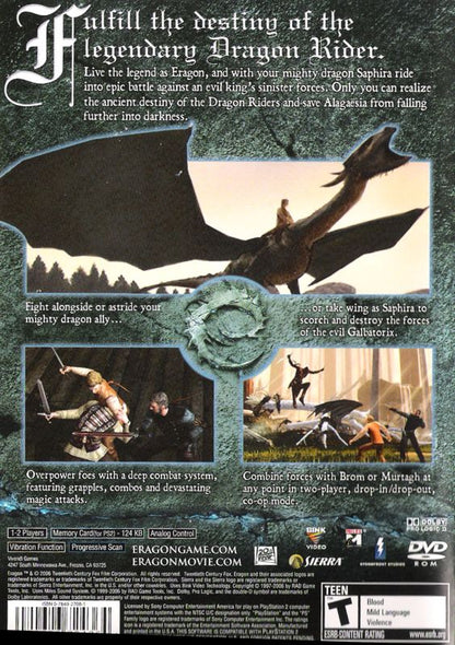 
Eragon | PlayStation 2 | back cover | Data by MobyGames.com