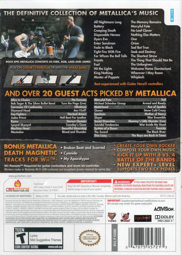 Guitar Hero: Metallica | Wii | back cover | region=North America | source-country=Canada,Mexico,United States | zypher-v2 | moby-a3994a5e94ad | Data by MobyGames.com