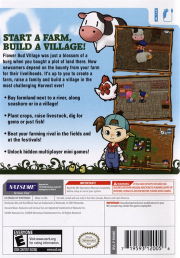 
Harvest Moon: Magical Melody | Wii | back cover | Region: North America | source-country=United States | Data by MobyGames.com