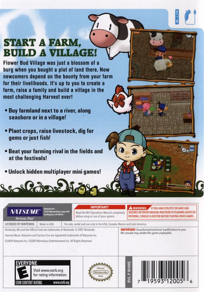 
Harvest Moon: Magical Melody | Wii | back cover | Region: North America | source-country=United States | Data by MobyGames.com