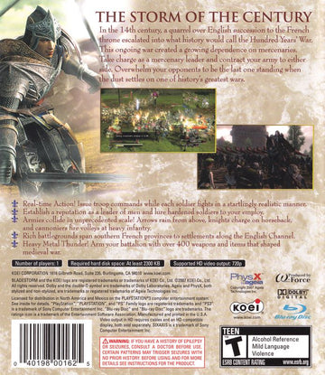 
Bladestorm: The Hundred Years' War | PlayStation 3 | back cover | Region: North America | source-country=Canada,United States | Data by MobyGames.com