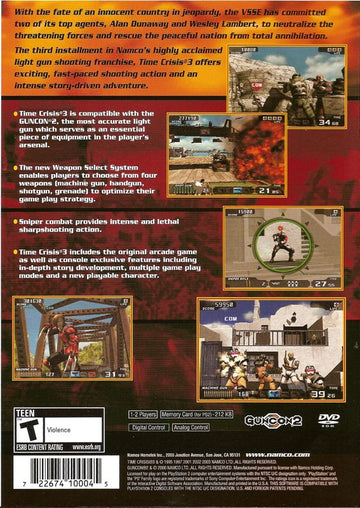 
Time Crisis 3 | PlayStation 2 | back cover | Data by MobyGames.com