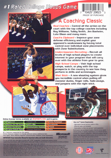 
College Hoops 2K6 | Xbox | back cover | Data by MobyGames.com
