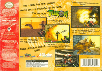 
Turok: Dinosaur Hunter | Nintendo 64 | back cover | Data by MobyGames.com
