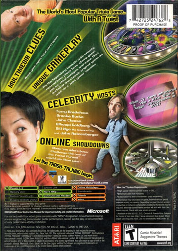 
Trivial Pursuit: Unhinged | Xbox | back cover | Data by MobyGames.com