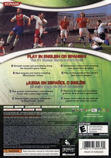 
Winning Eleven: Pro Evolution Soccer 2007 | Xbox 360 | back cover | Region: North America | source-country=Mexico,United States | Data by MobyGames.com