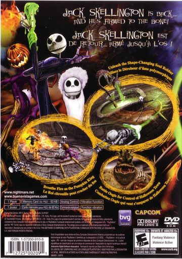 Tim Burton's The Nightmare Before Christmas: Oogie's Revenge | PlayStation 2 | back cover | region=North America | source-country=Canada | zypher-v2 | moby-7654b0808901 | Data by MobyGames.com