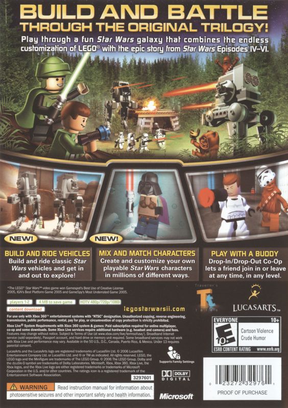 LEGO Star Wars II: The Original Trilogy | Xbox 360 | back cover | region=North America | source-country=Canada,United States | zypher-v2 | moby-ecec93a1e932 | Data by MobyGames.com