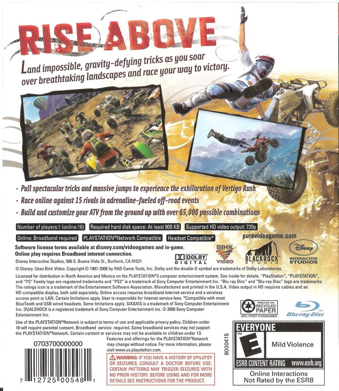 
Pure | PlayStation 3 | back cover | Data by MobyGames.com