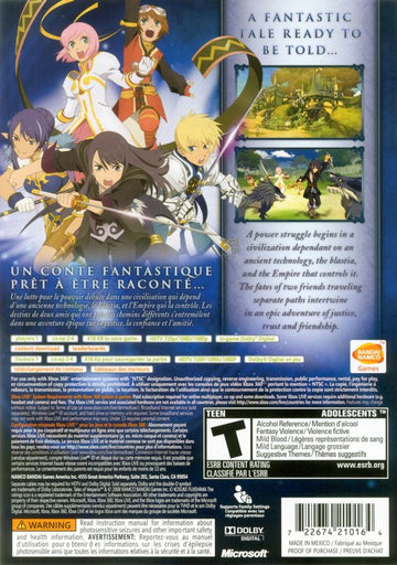 Tales of Vesperia | Xbox 360 | back cover | region=North America | source-country=United States | zypher-v2 | moby-b0294d0961a3 | Data by MobyGames.com