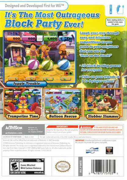 Block Party | Wii | back cover | region=North America | source-country=United States | zypher-v2 | moby-5aa0ce5374f0 | Data by MobyGames.com