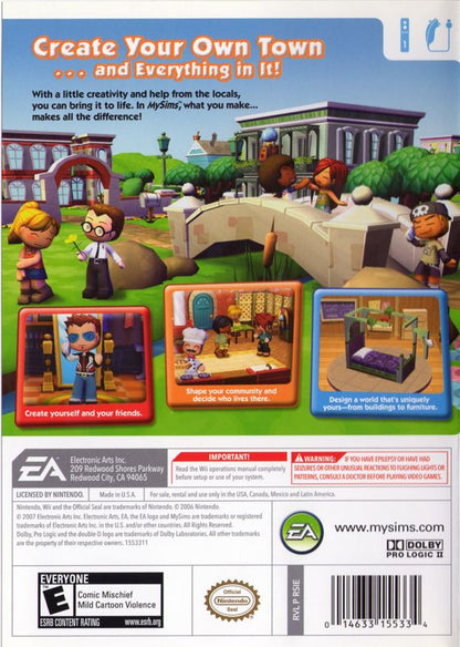 MySims | Wii | back cover | region=North America | source-country=United States | zypher-v2 | moby-7c38b1cdd16f | Data by MobyGames.com