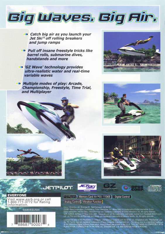 
Wave Rally | PlayStation 2 | back cover | Region: North America | source-country=United States | Data by MobyGames.com