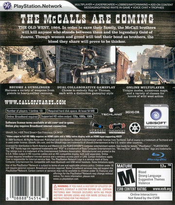 
Call of Juarez: Bound in Blood | PlayStation 3 | back cover | Region: North America | source-country=Canada,Mexico,United States | Data by MobyGames.com