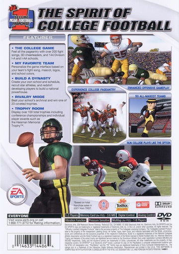 NCAA Football 2003 | PlayStation 2 | back cover | region=North America | source-country=Canada,United States | zypher-v2 | moby-d564b8885f33 | Data by MobyGames.com