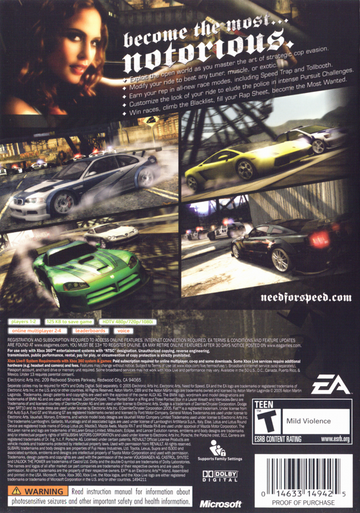 
Need for Speed: Most Wanted | Xbox 360 | back cover | Data by MobyGames.com
