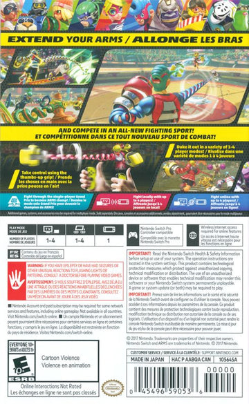 
ARMS | Nintendo Switch | back cover | Data by MobyGames.com