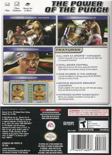 
Fight Night Round 2 | GameCube | back cover | Region: North America | source-country=United States | Data by MobyGames.com