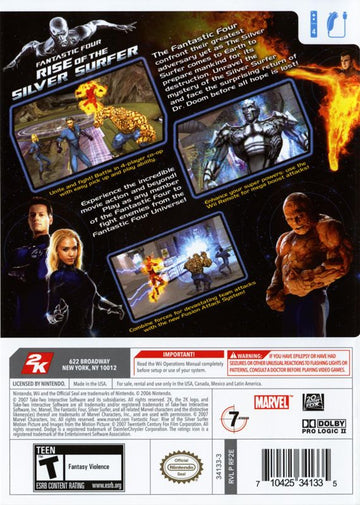 
Fantastic Four: Rise of the Silver Surfer | Wii | back cover | Data by MobyGames.com