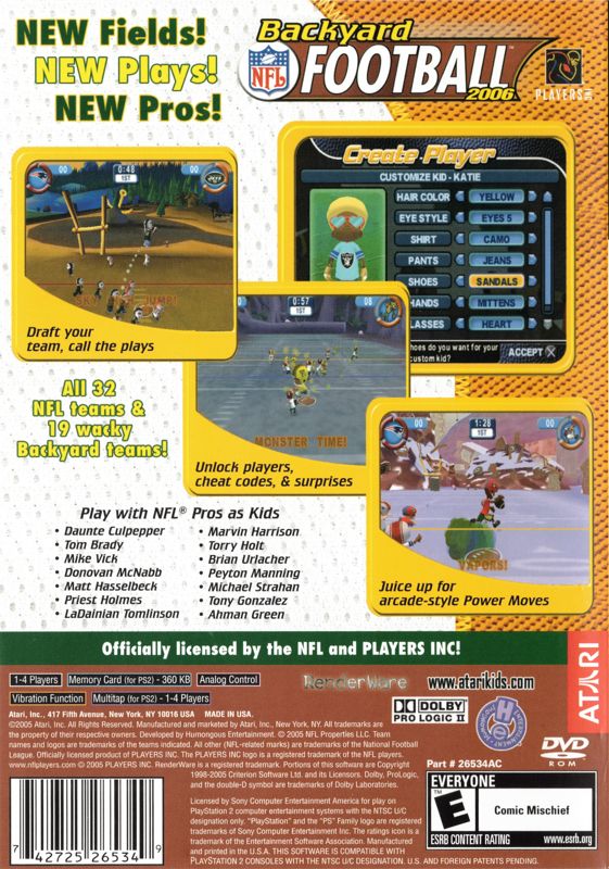 
Backyard Football 2006 | PlayStation 2 | back cover | Data by MobyGames.com